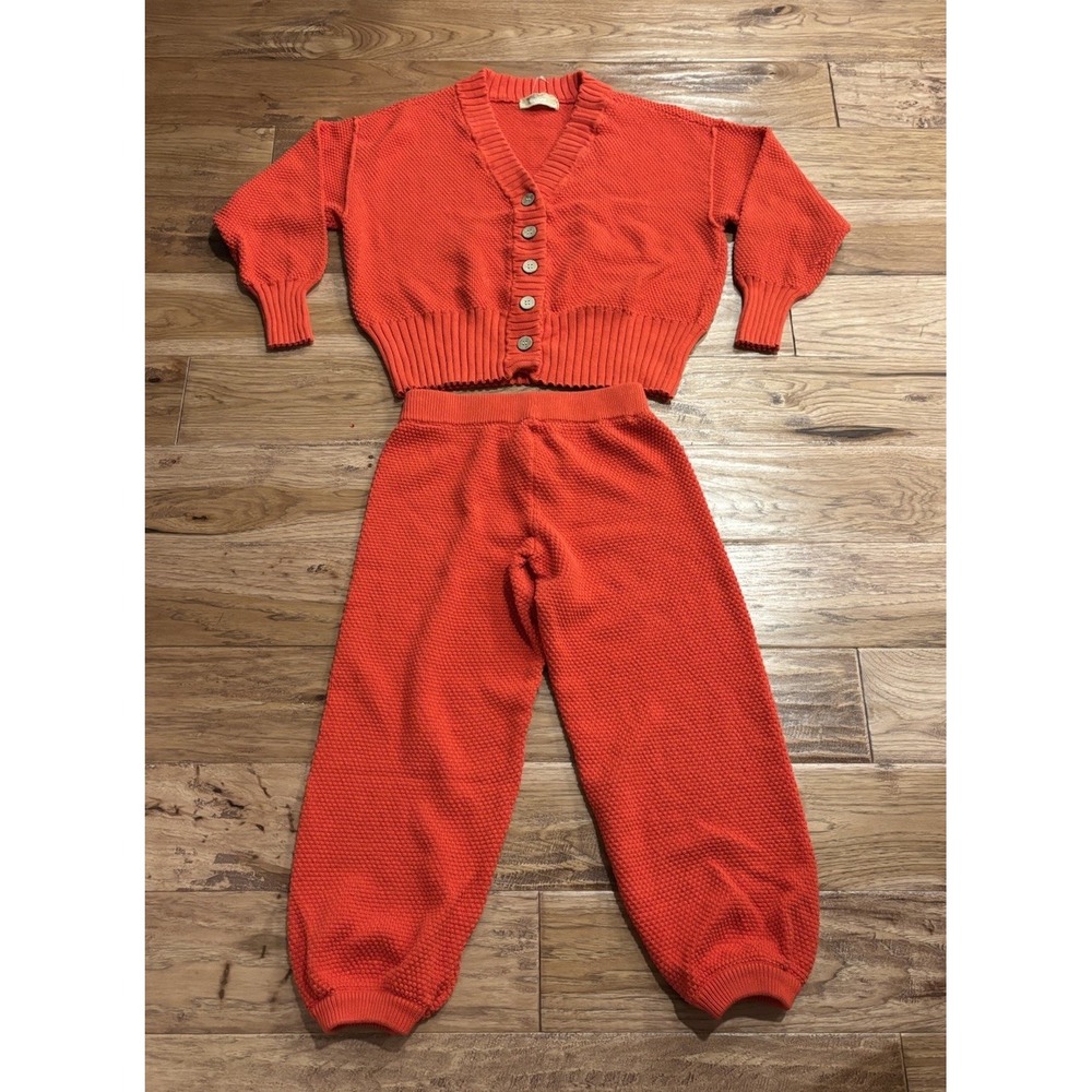 Free People Cardi Hailee Pants Set Cotton Vibrant Red Women's XS